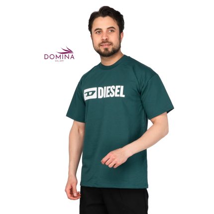 تیشرت Diesel یقه گرد مردانه سبز طرح دار