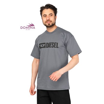 تیشرت Diesel یقه گرد مردانه طوسی طرح دار